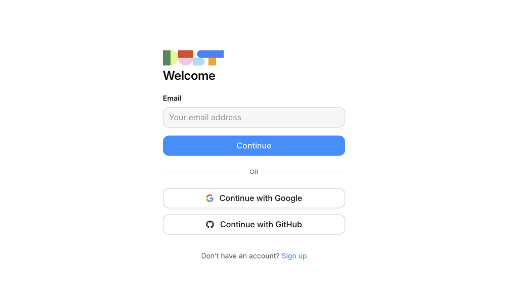 Dust login interface
