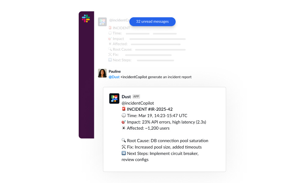 Slack interface with Dust integration